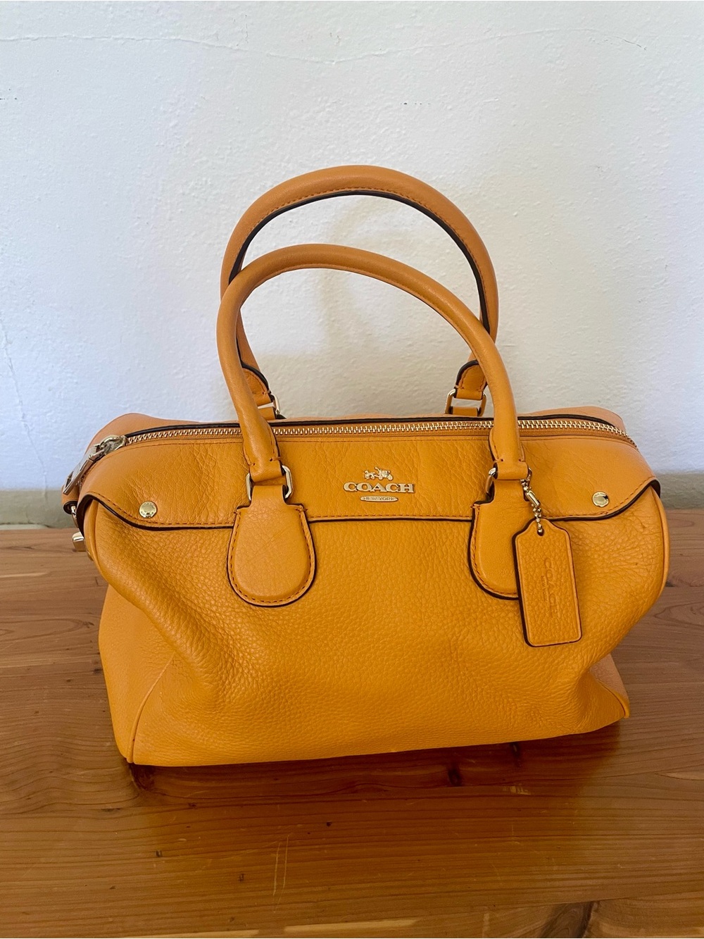 Coach Pebbled Leather Satchel in Tangerine Orange 🍊